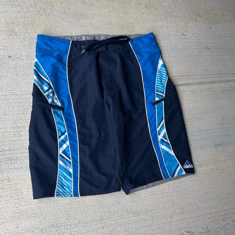 Vintage 2000s Adidas Mens Graphic Board Shorts Swim Trunks